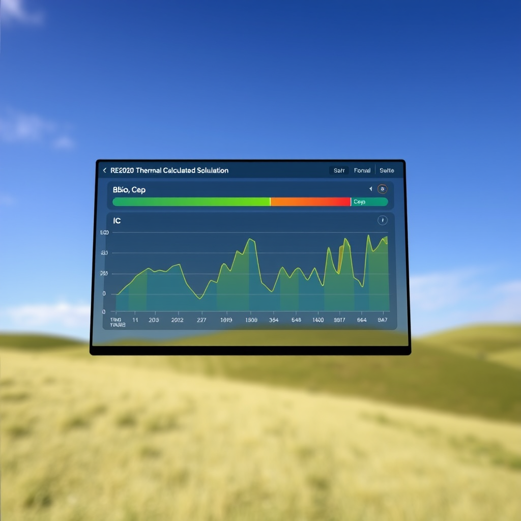 Interface d'un logiciel de calcul thermique RE2020 montrant les indicateurs Bbio, Cep et Ic