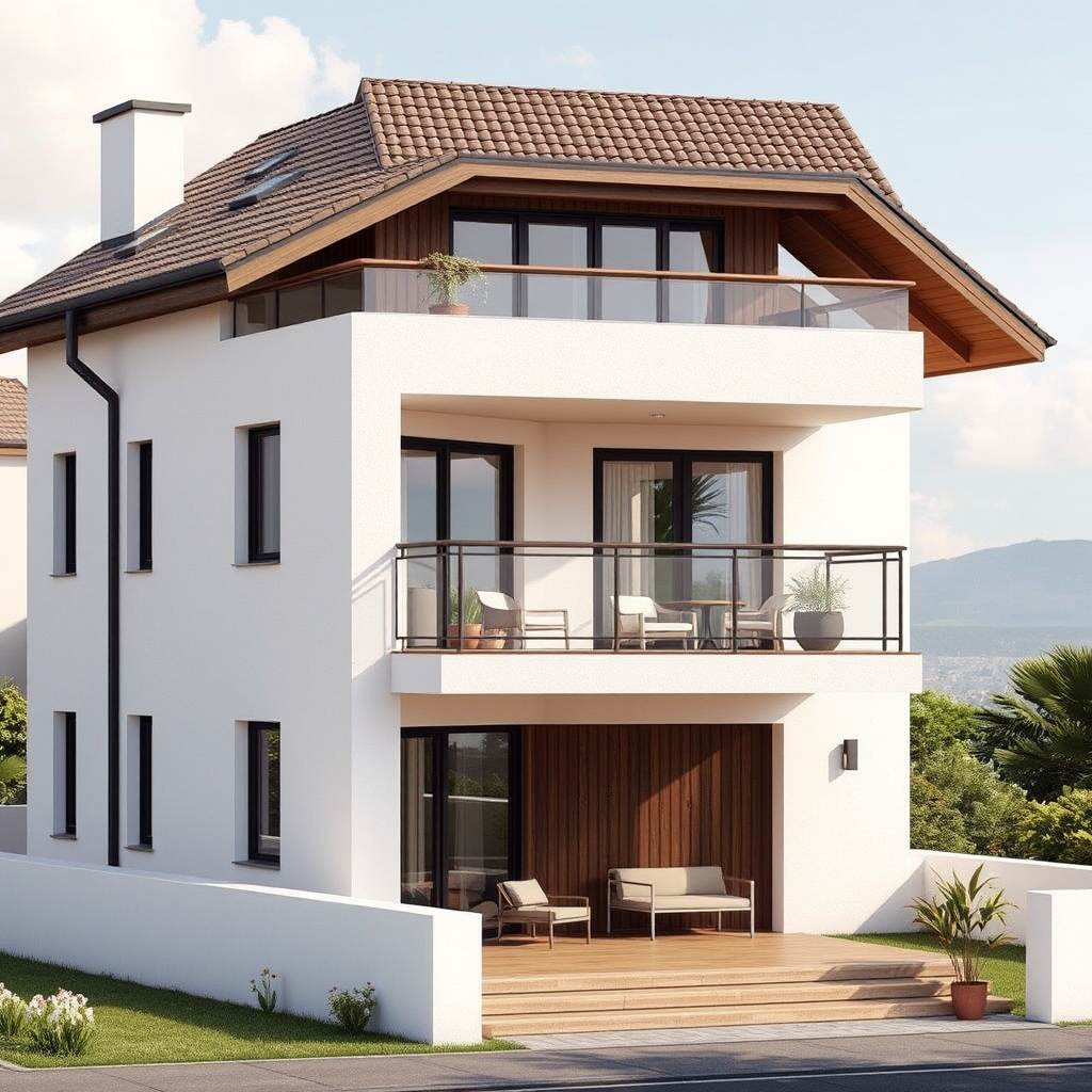 Surélévation de maison avec création d'un étage supplémentaire, terrasse sur toit et vue panoramique